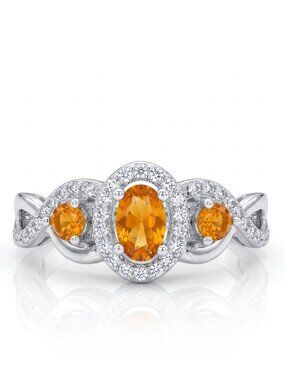 Oval Citrine Gemstone ring, Charmed Aroma, 925 Sterling Silver
